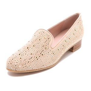 Stuart Weitzman Beige Stud Slipbead Crystal Flats